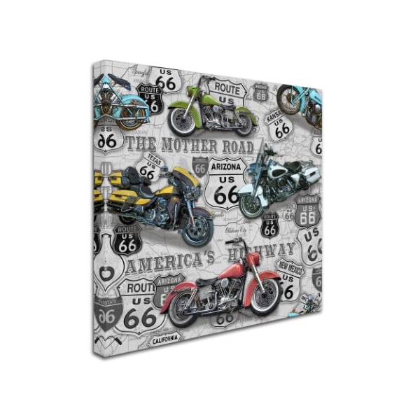 Jean Plout 'Vintage Motorcycles On Route 66 2' Canvas Art,35x35